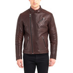 Erie Biker Leather Jacket // Chestnut (3XL)