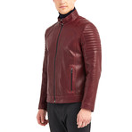 Huron Biker Leather Jacket // Bordeaux (L)