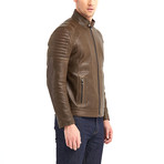 Huron Biker Leather Jacket // Khaki (2XL)