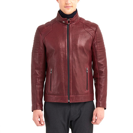 Huron Biker Leather Jacket // Bordeaux (S)