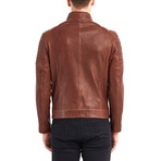 Huron Biker Leather Jacket // Red + Brown (S)
