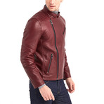 Erie Biker Leather Jacket // Bordeaux (S)