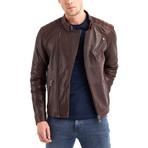 Erie Biker Leather Jacket // Chestnut (3XL)