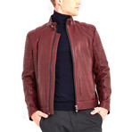 Huron Biker Leather Jacket // Bordeaux (S)