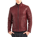 Huron Biker Leather Jacket // Bordeaux (XL)