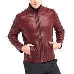 Huron Biker Leather Jacket // Bordeaux (3XL)