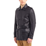 Oreille Coat Leather Jacket // Navy (L)