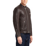 Hartwell Biker Leather Jacket // Brown (L)