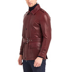 Oreille Coat Leather Jacket // Bordeaux (XL)
