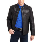 Hartwell Biker Leather Jacket // Black (L)