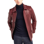 Oreille Coat Leather Jacket // Bordeaux (3XL)
