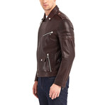 Shoals Biker Leather Jacket // Chestnut (2XL)