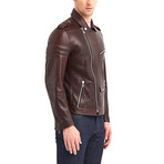 Shoals Biker Leather Jacket // Chestnut (S)