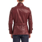 Oreille Coat Leather Jacket // Bordeaux (3XL)