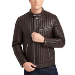 Hartwell Biker Leather Jacket // Brown (M)