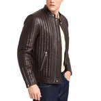 Hartwell Biker Leather Jacket // Brown (L)