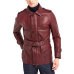 Oreille Coat Leather Jacket // Bordeaux (2XL)