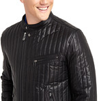 Hartwell Biker Leather Jacket // Black (L)