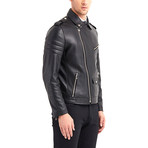 Shoals Biker Leather Jacket // Black (S)
