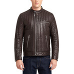 Hartwell Biker Leather Jacket // Brown (S)