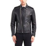 Shoals Biker Leather Jacket // Black (L)