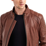 Huron Biker Leather Jacket // Red + Brown (2XL)