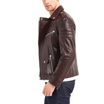 Shoals Biker Leather Jacket // Chestnut (3XL)