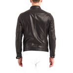Cayuga Buttoned Collar Leather Jacket Ii // Black (L)