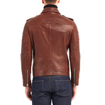 Shoals Biker Leather Jacket // Red + Brown (2XL)