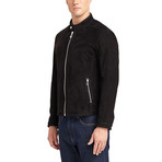 Cayuga Buttoned Collar Leather Jacket I // Black (S)