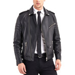 Shoals Biker Leather Jacket // Black (XL)