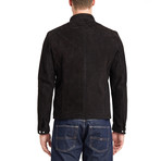 Cayuga Buttoned Collar Leather Jacket I // Black (XL)