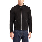 Cayuga Buttoned Collar Leather Jacket I // Black (3XL)