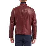 Oahe Biker Leather Jacket // Bordeaux (S)