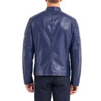 Oahe Biker Leather Jacket // Dark Blue (M)