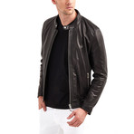 Cayuga Buttoned Collar Leather Jacket Ii // Black (S)