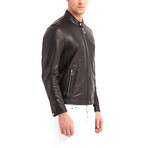 Cayuga Buttoned Collar Leather Jacket Ii // Black (2XL)