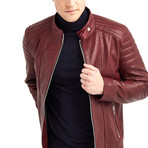 Oahe Biker Leather Jacket // Bordeaux (L)