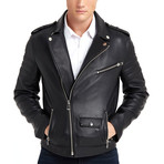 Shoals Biker Leather Jacket // Black (3XL)