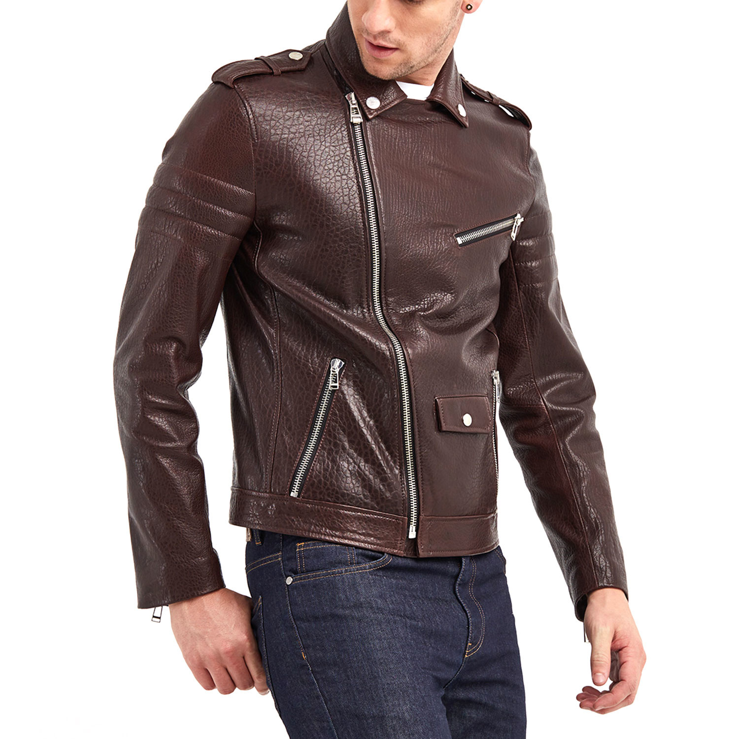 Shoals Biker Leather Jacket // Chestnut (2XL) - Gilman One - Touch of ...