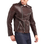 Shoals Biker Leather Jacket // Chestnut (M)