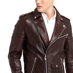 Shoals Biker Leather Jacket // Chestnut (L)