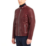 Oahe Biker Leather Jacket // Bordeaux (M)