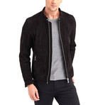 Cayuga Buttoned Collar Leather Jacket I // Black (M)