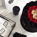 Red + Black Roses // Round Black Suede Box