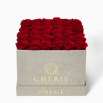 Red Roses // Square Gray Suede Box