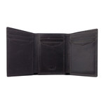 Canvas + Leather Tri-Fold RFID Wallet (Gray)