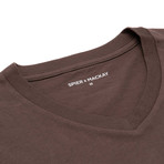 V-Neck T-Shirt // Brown // Set of 3 (2XL)