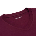 V-Neck T-Shirt // Burgundy // Set of 3 (XS)