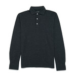 Collar Long Sleeve Polo // Charcoal Melange (XS)